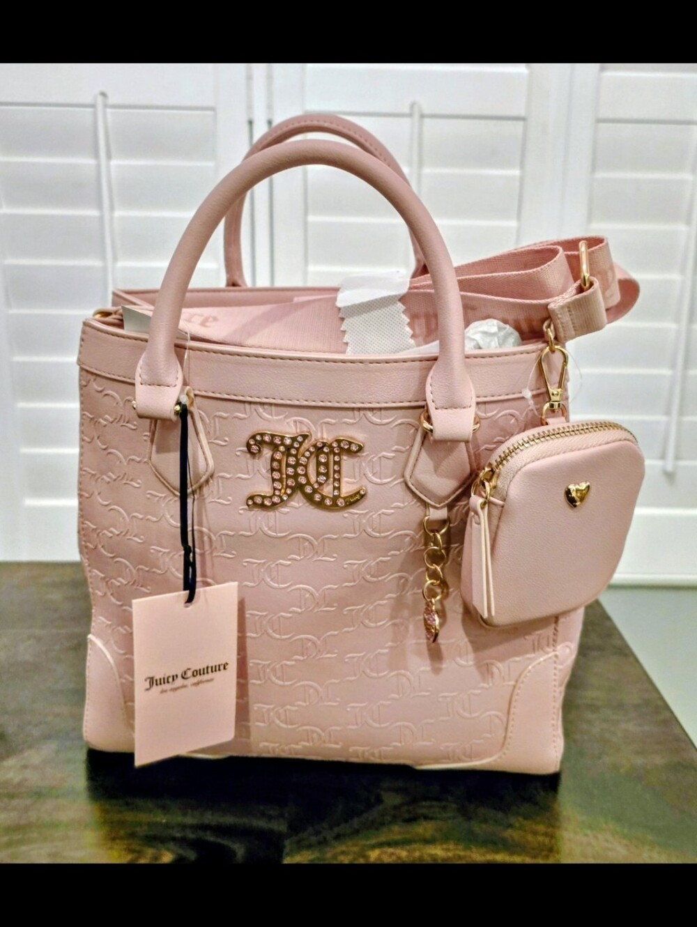 Juicy Couture Blush Pink Tote Bag with Detachable Pouch